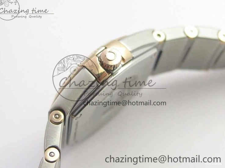 0212 NewStyle Constellation Ladies 27mm ZF 1:1 Best Edition SS RG White MOP Dial Diamonds Bezel & Markers on SS RG Bracelet ETA Quartz 7943